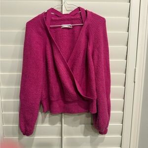 Anthropologie Fuchsia V-Neck Sweater